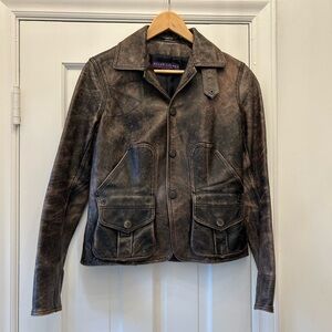 Ralph Lauren Purple Label Distressed Leather Jacket